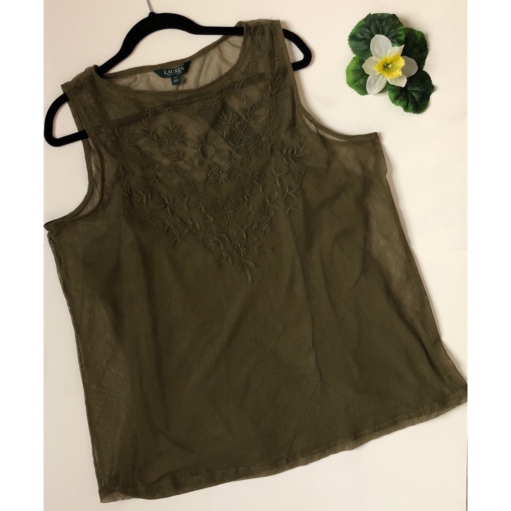 NWT Lauren Ralph Lauren Cobra Tank Embroidery Line
